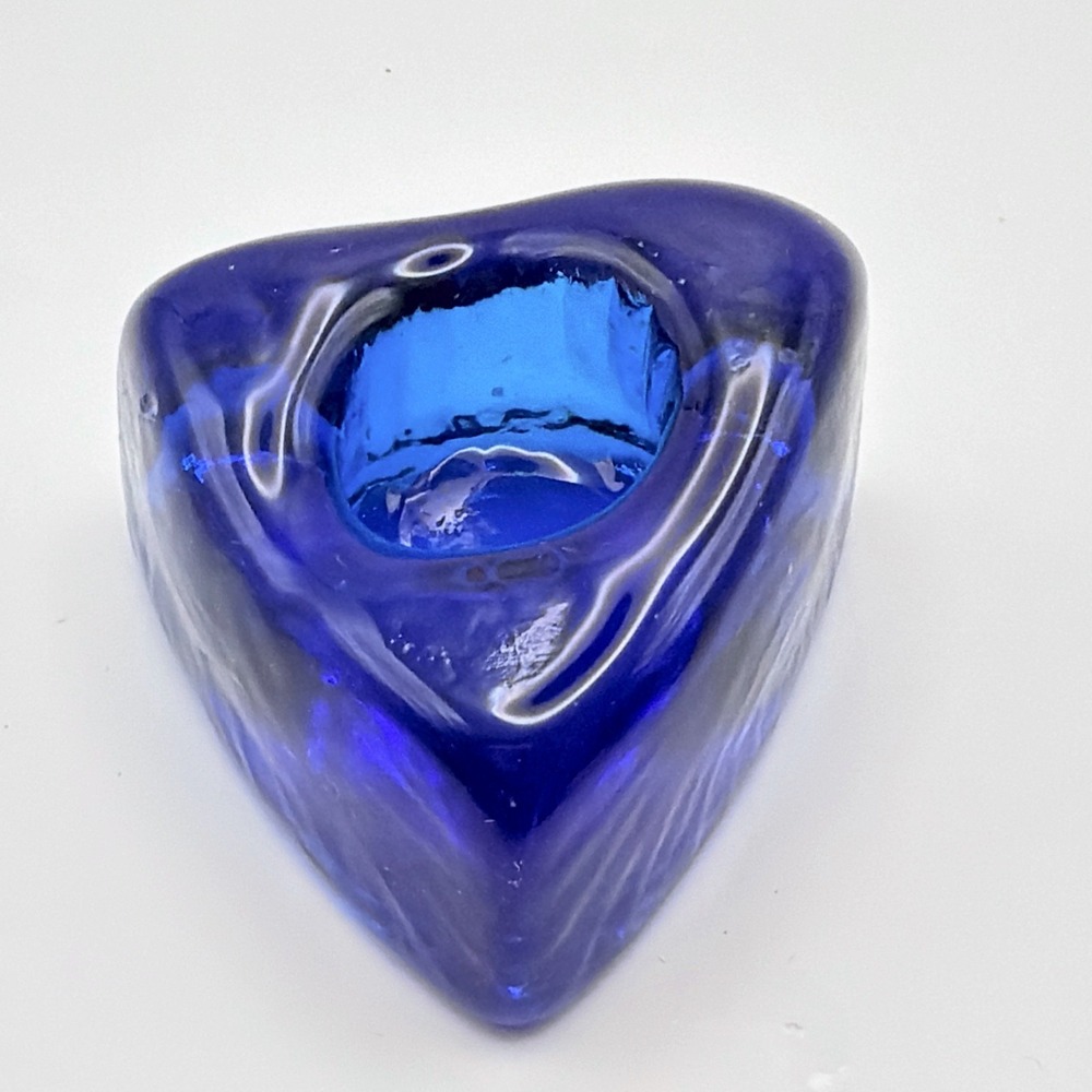 VTG Nuline NJ Cobalt Blue Glass Triangular Wedge Candle Holder